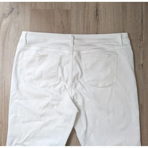 J Jill Denim Size 16 Authentic Fit Cropped White Stretch Jeans Cuffed Preppy - Picture 8 of 12